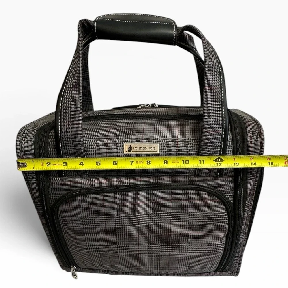 London Fog Devonshire 360UL Rolling Club Bag Unisex Carry On Grey Plaid CLEAN!